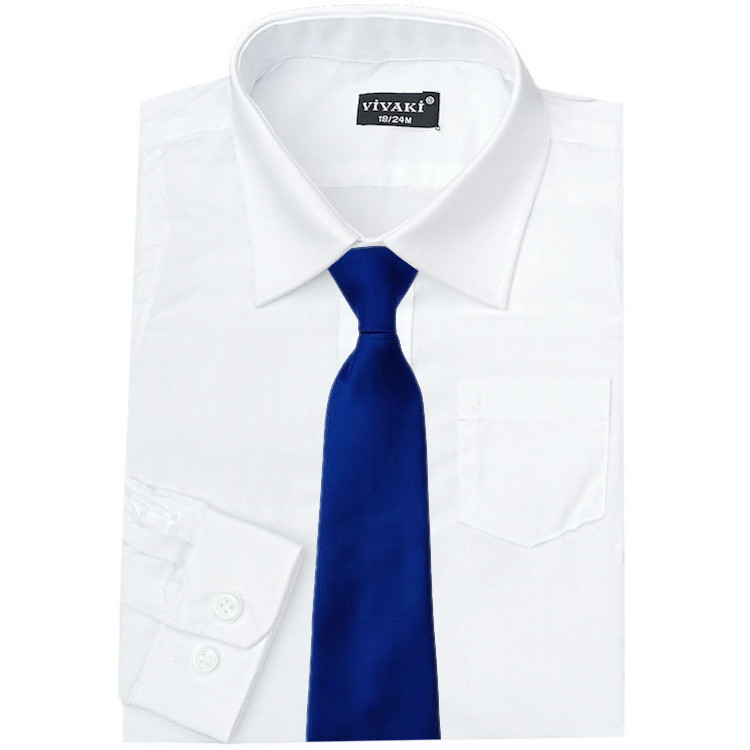 Boys White Formal Shirt & Royal Blue Tie | Boys Wedding Shirt